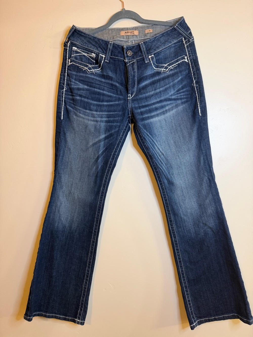 Ariat Dark Blue Bootcut Jeans with White Stitching